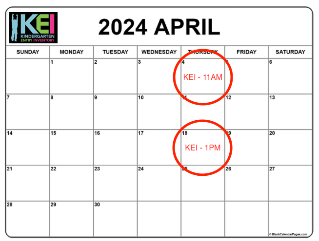 KEI Data Calendar